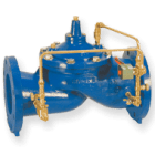 Blue industrial control valve