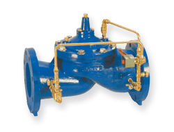 Blue industrial control valve