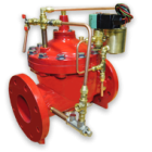 Red industrial control valve
